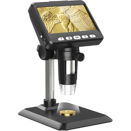 Цифровий мікроскоп Ashfly LCD 500x з дисплеєм 4.3 дюйма, 1080P, USB, 8 LED, сумісний з MacOS/Windows, для дітей та дорослих