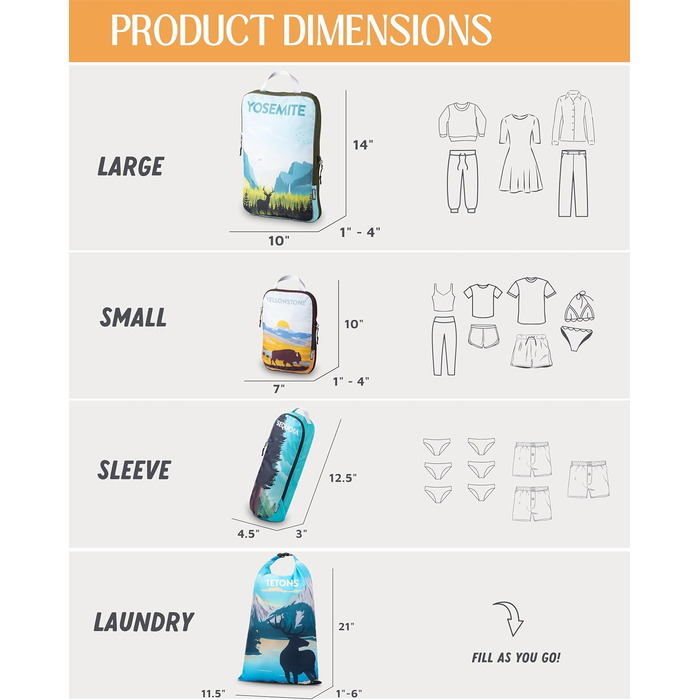 Набір кубиків для пакування TRIPPED Travel Gear: 6 шт., білий/зелений, для подорожей, з подвійним замком-блискавкою