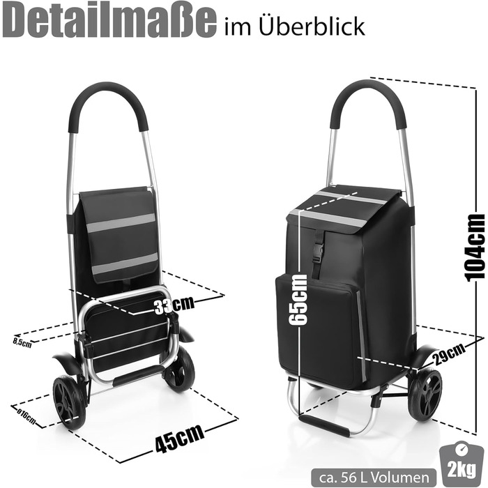 Складаний візок BigDean з відділенням для охолодження - також як візок-тележка - великі колеса