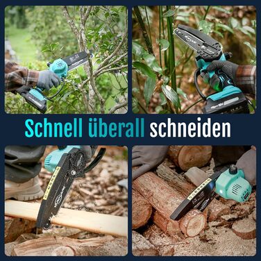 Mini акумуляторна ланцюгова пила Yardcare 6 дюймів з автоматичним змащенням, акумулятор та зарядний пристрій, для обрізки гілок та дерева