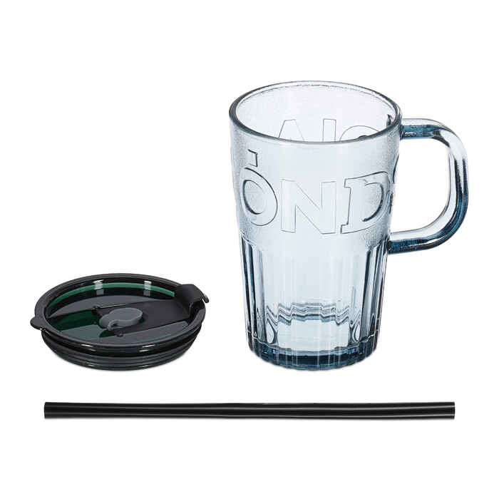 Set of 2 Decorative Glass Mugs with Handles