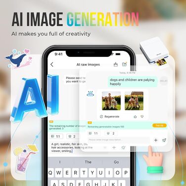 Портативний міні-принтер Nelko PP01 для фотографій з телефону (iOS & Android), 20 папірців, наклейки, білий