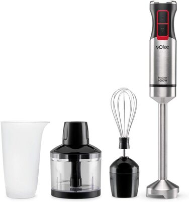 Блендер Solac Pro Chef 1000 Stabmixer з нержавіючої сталі, 1000 Вт, 3 насадки | Блендер занурювальний
