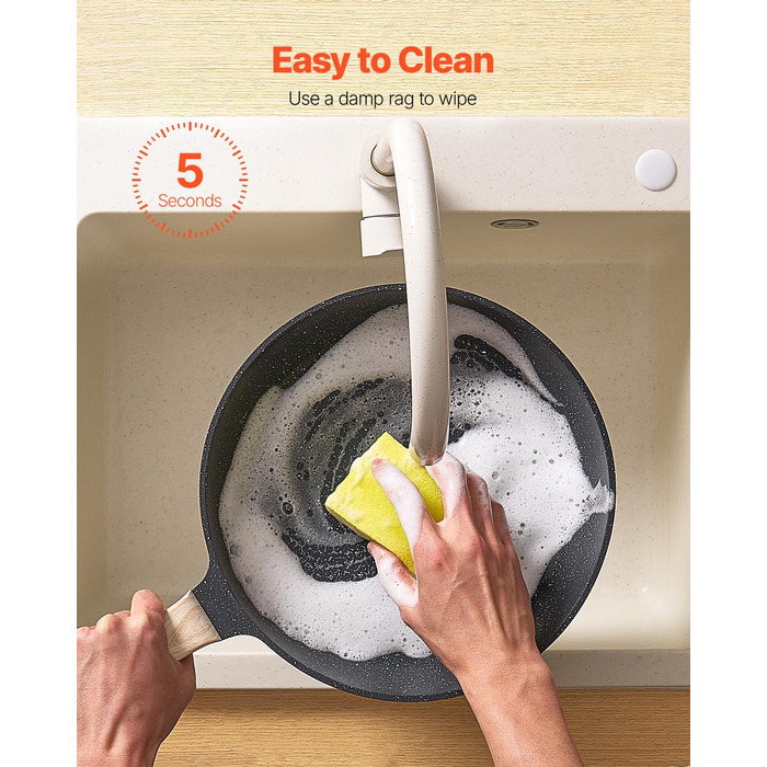 Набір посуду VEVOR індукційний 19 предметів з кришками, антипригарне покриття, для плити, кухні, кемпінгу - чорний