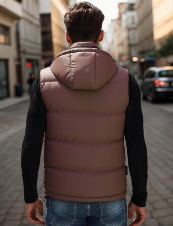 Чоловіча зимова жилетка AIEOE з PU, без рукавів, для активного відпочинку з капюшоном, термо, стеганий, теплий, водонепроникний (L, червона стеганий жилетка)