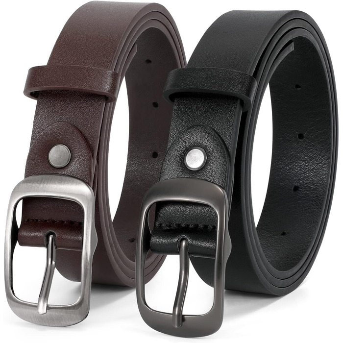 Жіночі шкіряні ремені LEACOOLKEY з пряжкою, 2 шт. - для джинсів та штанів, розміри XXL (117-127 см) та XL (107-117 см)