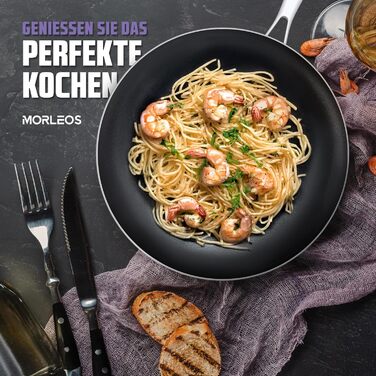 Сковорода керамічна Morleos Ø 30 см, 5-шарова, антипригарна, для індукції, керамічне покриття, стійка до подряпин, сумісна з духовкою та посудомийною машиною