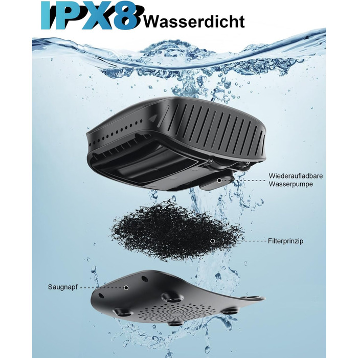 Портативна кемпінгова душ AUTOPkio з акумулятором 8000mAh, насосом та дисплеєм. IPX8, водонепроникна для відпочинку на природі, миття авто та домашнього використання. Чорний колір