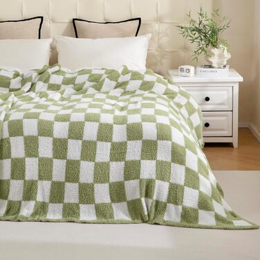 Плед YIRUIO з шаховим принтом, Queen/King Size, 203x228 см, мікрофібра, для дому, диван, ліжко