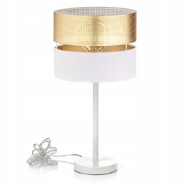 Настільна нічна лампа з ажурним золотистим абажуром, патрон E27, LED
