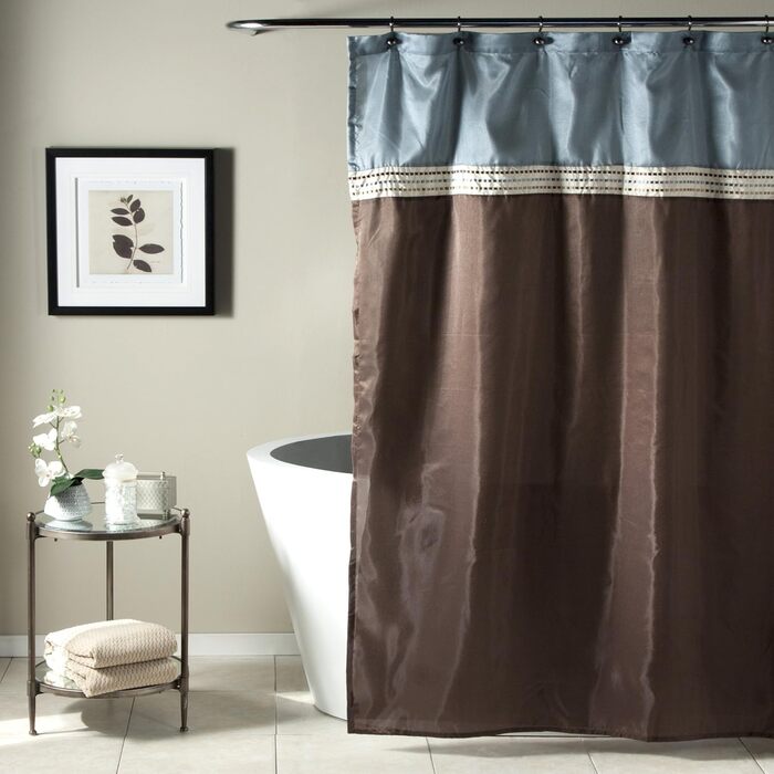Тканинна штора для душу Lush Decor Terra Stripes, Бежево-слонова кістка, 183x183 см, Поліестер