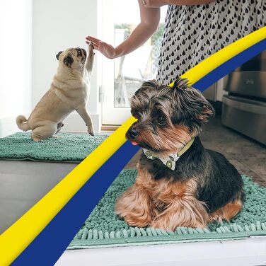 Гігроскопічний килимок для ванної та кухні Muddy Mat з мікрофібри та шенілю, протиковзкий вологий килим для дому та домашніх тварин, синій, M (76.2x48.2 см)