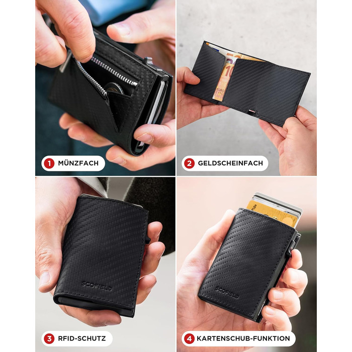 SF SCOFIELD Duality Magflip Premium Slim Wallet with Coin Pocket | Card Holder with Coin Pocket for 9-10 Cards | Card Wallet | Men's Wallet | RFID Protection | Credit Card Holder | Smart Wallet
