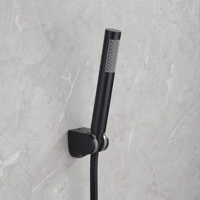 KES Handheld Shower Head Shower Head Bathroom SUS304 Shower Head with Shower Head Holder and Shower Hose Stainless Steel Brushed, LP150-BS (Black)