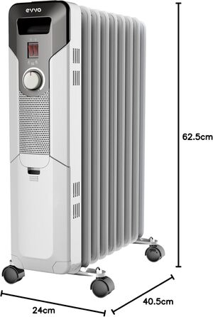 Електричний обігрівач EVVO C9, білий, 2000 Вт, до 20 м², ефективний, 3 режими, безпечний, легкий у транспортуванні