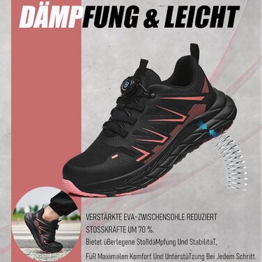 Черевики безпеки чоловічі/жіночі: зручні, дихаючі, з металевим носком. Ідеальні для будівництва, сільського господарства та промисловості. Підошва з антиковзанням. Розмір 40 EU, колір рожевий (B1)