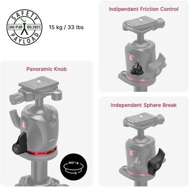 Штатив Manfrotto 055XPRO3 з триногим наголовником – професійний штатив з алюмінію, 3 секції, для DSLR та аксесуарів