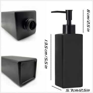 Чорний диспенсер для мила, скло Bibilan, матовий, для кухні, ванної, миття посуду, шампуню, квадратний