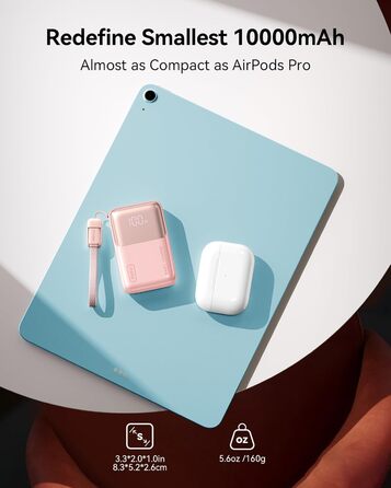 Power Bank INIU 45W 10000mAh з USB-C кабелем: заряд для ноутбука, iPhone, Samsung, MacBook, iPad та інших пристроїв (фіолетовий)