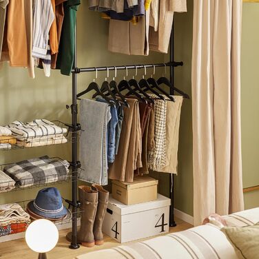 SoBuy Regal System with 3 Clothes Rails and 3 Baskets Telescopic Wardrobe System Adjustable Organization System FRG34-SCH
