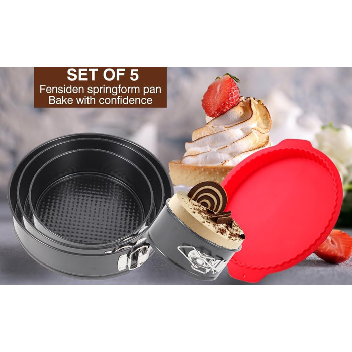 Набір форм для випічки Fensiden Premium Springform – 10.2, 17.8, 22.9, 25.4 см, 10, 7, 9, 10 дюймів
