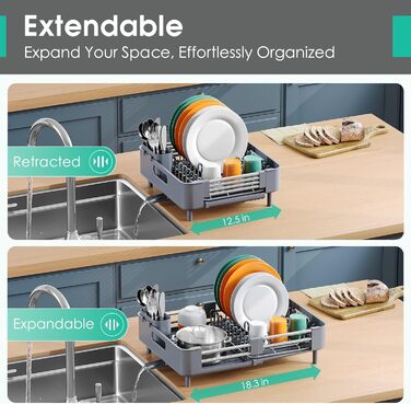 Стійка для сушіння посуду KINGRACK, розширювана, з нержавіючої сталі, сіра