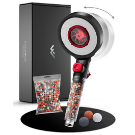 Фільтр для душу з 3 режимами та бустером | Економна душова лійка з мінеральними перлами | Ручна душова насадка чорного кольору з інструментом, запасними перлами та нержавіючою пластиною (прозора ручка)