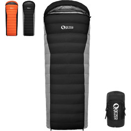 Спальний мішок пуховий, зимовий, 600FP+, 12°C/-24°C, легкий та теплий, для 3-4 сезонів, кемпінг, трекінг, чорний