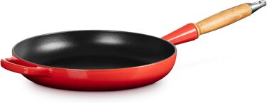 Сковорода Le Creuset Signature чавунна з дерев'яним ручками 28 см, колір вишня