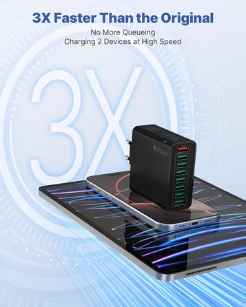 Мережевий адаптер USB з 8 портами та 33W, для iPhone, iPad, Android. Білий