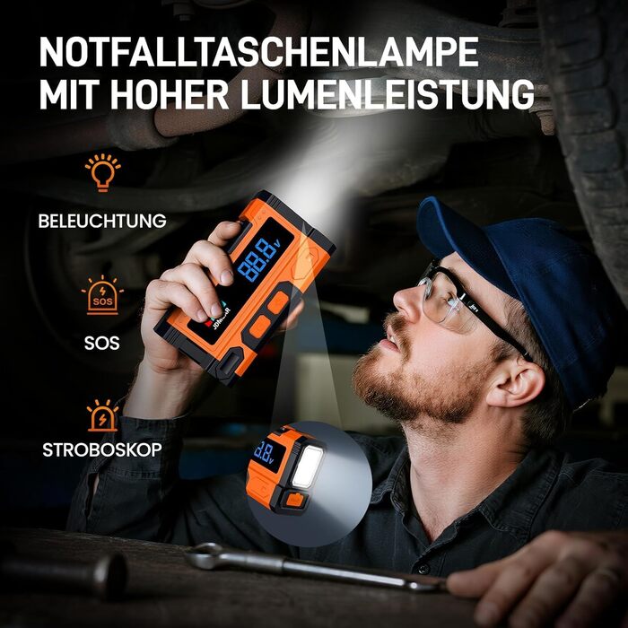 Powerbank для запуску автомобіля JDMCAR JM02: 6000A, 12V, LCD, LED, для бензинових та дизельних авто (до 9L/8.5L)