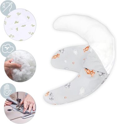 Подушка для вагітних Totsy Baby Stillkissen XXL - для годування та сну, 190 см, бавовна Oeko-Tex, бежевий колір з білими зірками