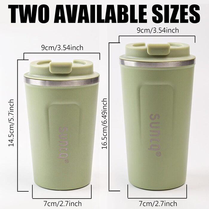 Термокружка з нержавіючої сталі SUNTQ - 510 мл, з подвійними стінками, ізольована, з кришкою, багаторазова (Чорний)