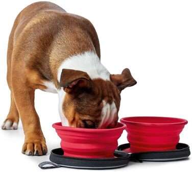 Силіконовий миска Hunter з кишенею, 750 мл, червоний колір, універсальний розмір