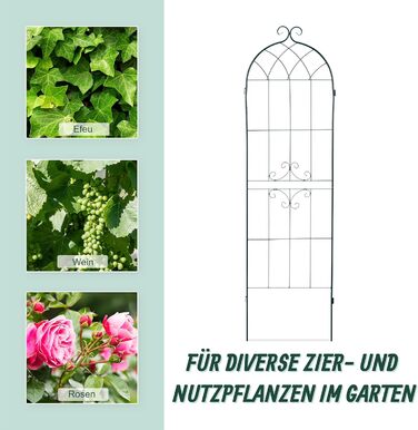 Relaxdays Trellis Set of 2, Metal, 180 x 50 cm, Garden Support, Vintage, Decorated Lace, for Sticking, Dark Green, (Design E)