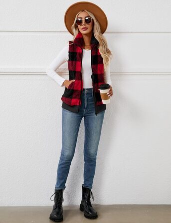 Жіночі теплі рукавички з флісу IECCP для осені та зими. Теплі рукавички з флісу для жінок, осінній/зимовий стиль, чорно-білий принт у клітинку (червоно-чорна клітинка), розмір S