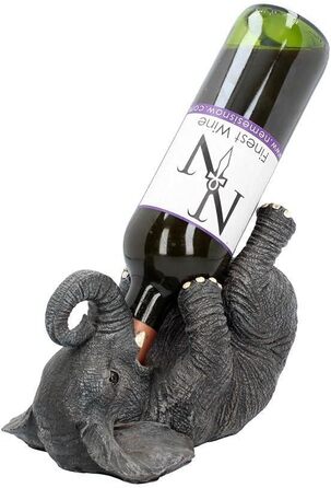 Nemesis Now Guzzlers Elephant Wine Bottle Holder, 21 cm, Grey