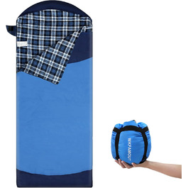 Спальний мішок WKFAMOUT Ultralight Flanell для дорослих, 220x80 см, блакитний. Підходить для кемпінгу, подорожей, літа. Легкий, компактний, машинного прання.