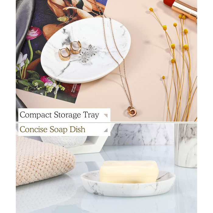 Миска для мила Luxspire з мармуру, овальна. Стійка до подряпин, елегантна мильниця для кухні, ванної кімнати та душу. Колір: кремовий