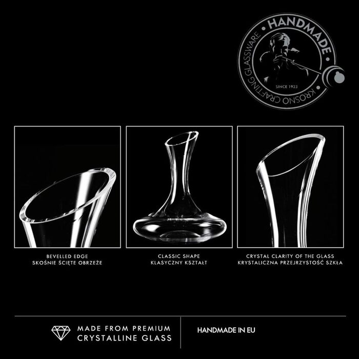 KROSNO Wine Decanter Wine Carafe | 1500 ML | Set of 1 | Avant-Garde Collection | Red Wine Decanter Decanting Carafe | Perfect for Home, Restaurants, and Parties