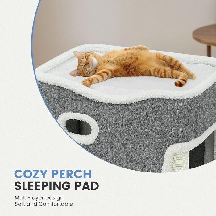 Кігтеточка-будиночок для котів, велика, з інтегрованою драбиною та місцем для відпочинку