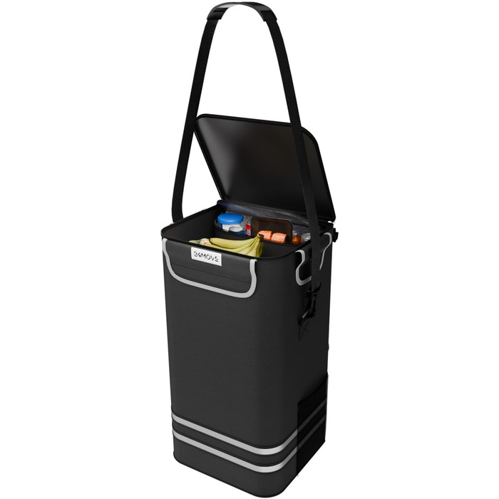 Тролей для покупок 24MOVE® Vehlo: складаний, 55л, з термокишенею, 3в1 (тролей, візок, сумка), до 30кг, чорний