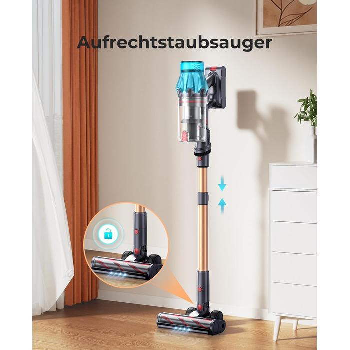 Бездротовий акумуляторний пилосос Fieety 8-в-1, 50kPa, 600W, 65 хв, 1.6л, без мішка, з антизаплутуванням волосся, насадка для диванів, станція зарядки, для шерсті тварин, килимів, твердих поверхонь, авто