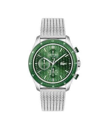 Годинник чоловічий Lacoste Neo Heritage Chronograph Quartz срібний з браслетом (сталь/силікон)