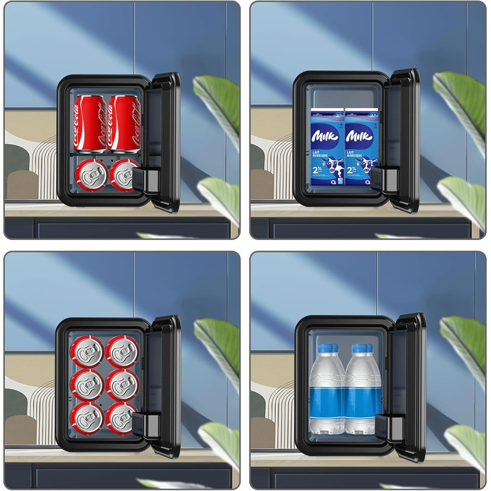 Mini холодильник Enventor 10L: для кімнати, авто, офісу. Охолодження та нагрів, 12V/220V, тихий, чорний