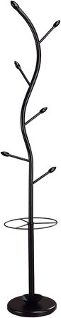 IDIMEX Clothes Rack Coat Stand Triana with 6 Clothes Hooks and Umbrella Stand, White Lacquered (Black)