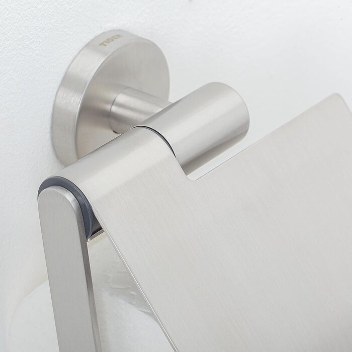 Tiger Boston Stainless Steel Toilet Paper Holder with Cover - Wall Mounted, Brushed Finish Single Roll