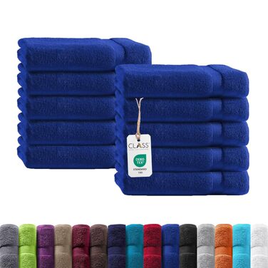 Набір рушників для рук Class Home Collection Ftee, 100% бавовна, м'які та гігроскопічні, Royalblau (королівський синій), 30x50 см, 10 шт.
