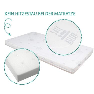 Дитяче приставне ліжечко roba Safe Asleep Sternenzauber 60x120 см, біле, для новонароджених, з бортиком, дерев'яне