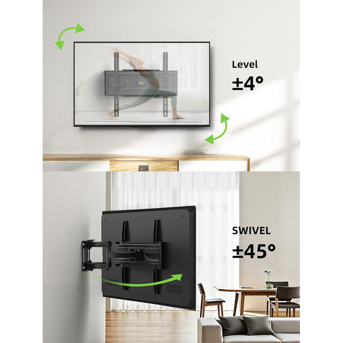 Кріплення для телевізора USX-MOUNT на стіну, поворотне та нахильне, для LED, OLED, Plasma телевізорів (32-70 дюймів), універсальне, з подвійним кріпленням, VESA до 400x400 мм, до 45 кг